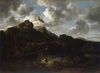 Paysage de montagne avec un moulin (c. 1677), musée de l'Ermitage.