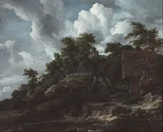 Jacob van Ruisdael,Colline boisée avec vue sur le château de Bentheim (1655-1660)