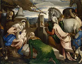 L'adoration des mages, 1563-1564. Huile / toile, 92&nbsp;×&nbsp;117&nbsp;cm. Musée d'histoire de l'art de Vienne
