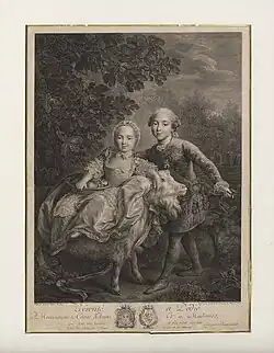 Le comte d'Artois enfant soutenant Mlle Clotilde montée sur une chèvred'après François-Hubert Drouais