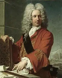 L'architecte Jacques Gabriel portant le cordon noir de l'ordre. XVIIIe&nbsp;siècle, Musée national du château de Versailles.