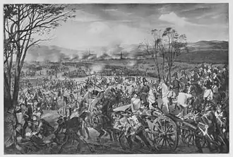 L'armée wurtembergeoise à la bataille de Brienne (1814), peinture de Joseph Joachim von Schnizer&nbsp;(de), 1906