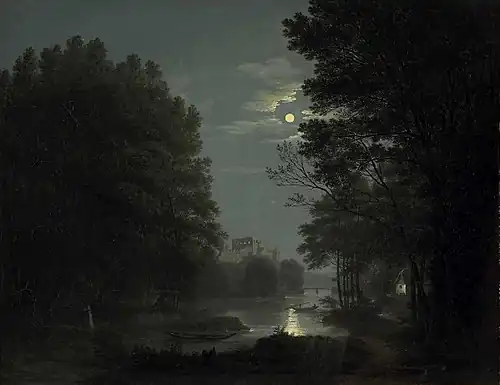 Couple amoureux au clair de lune.