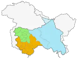 Carte des différentes régions du Jammu-et-Cachemire: