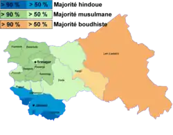Carte des religions dans la région.
