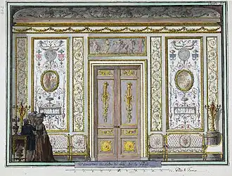 Dessin par Kamsetzer du décor du grand salon de l'hôtel Grimod de La Reynière à Paris.