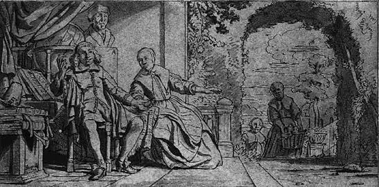 Jan de Bray, L'imprimeur de Haarlem Abraham Casteleyn et sa femme Margarita van Bancken, plume et pinceau, seconde moitié du XVIIe&nbsp;siècle.