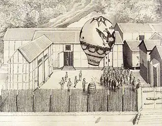 Démonstration d'un ballon d'air chaud à Umegaseki en 1805.