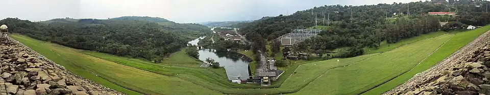 Downstream view of the dam from the crest looking towards the north.