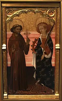 François d'Assise et Catherine d'Alexandrie par Jaume Mateu (XVe&nbsp;siècle). Musée des Beaux-Arts de Valence.