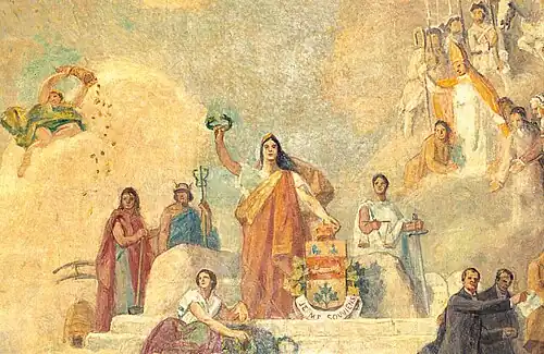 Je me souviens (1914-1920), détail du plafond de la salle de l’Assemblée nationale à Québec.