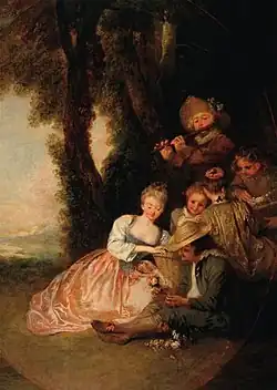 Antoine Watteau, La déclaration attendue, XVIIIe&nbsp;siècle
