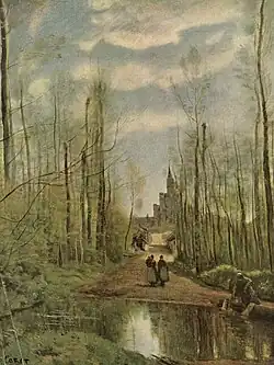 L'église de Marissel vue par Corot en 1867. La localité est désormais intégrée dans Beauvais.