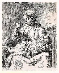 La Bouillie, 1861, eau-forte, 15&nbsp;×&nbsp;12&nbsp;cm.