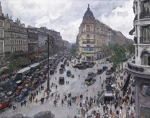 Boulevard des Italiens et Boulevard Haussman, Paris, huile sur toile.