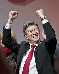 Jean-Luc Mélenchon lors de son dernier meeting de campagne, le 19 avril 2012.