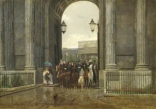Cavaliers s'abritant sous l'arc de Wellington, Londres (1872), Wimpole (Cambridgeshire), Wimpole Estate&nbsp;(en).