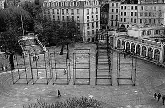 Organisation de l'espace de la cour de l'École Polytechnique à Paris - 6 mai 1967