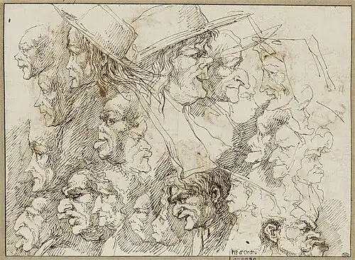 Profils caricaturaux, fin du XVIIe&nbsp;siècle (musée du Louvre, Paris)