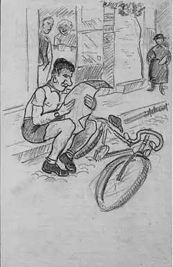 Jean Brun a Revel mai 1945, déssiné par l'un de ses élèves