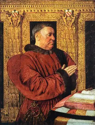 Guillaume Jouvenel des Ursins, représenté à mi-cuisse, volet gauche d'un retable disparu, Jean Fouquet, vers 1460-1465, musée du Louvre.