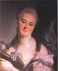 Portrait de Marina Ossipovna Zakrevskaïa (1741-1800), épouse du prince L.A. Narychkine (1733-1799), figurant la terre