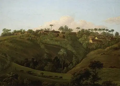Jenny Prinssay, Vue de la Martinique (début XIXe&nbsp;siècle), huile sur panneau.