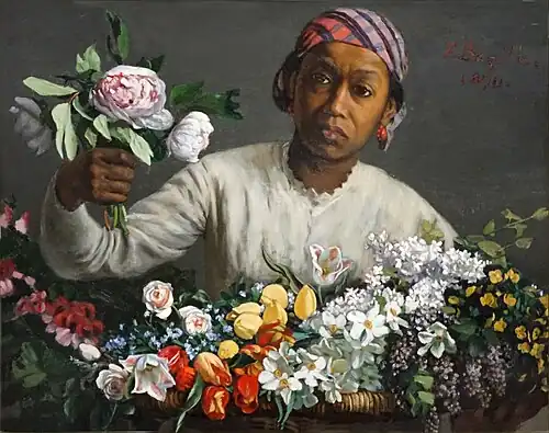Jeune Femme aux pivoines (ancien titre : Négresse aux pivoines) (1870), huile sur toile, Washington, National Gallery of Art.