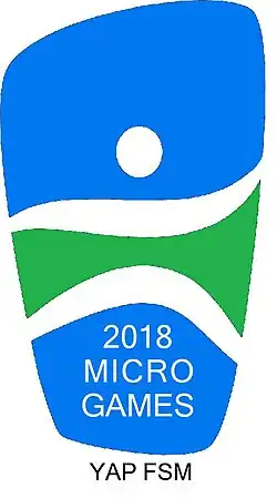 Logo bleu, blanc et vert, avec du texte blanc