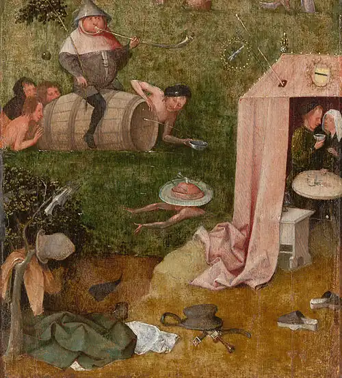 Détail, La Gloutonnerie, vers 1500-10 (?), Huile sur bois, 34,9&nbsp;×&nbsp;30,6&nbsp;cm, Yale University Art Gallery.