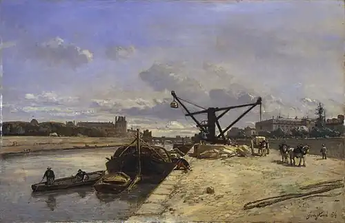 Johan Barthold Jongkind, Vue du quai d'Orsay (1854), New York, Metropolitan Museum of Art. Vue de la section rebaptisée quai Anatole-France en 1947 en direction du jardin et du palais des Tuileries.