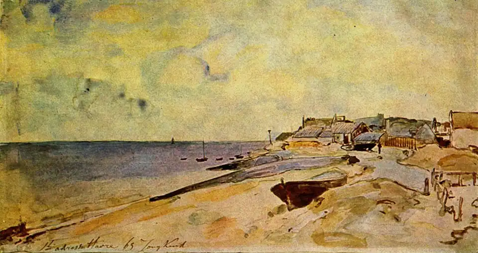 La Plage de Sainte-Adresse, 1863, aquarelleMusée du Louvre.