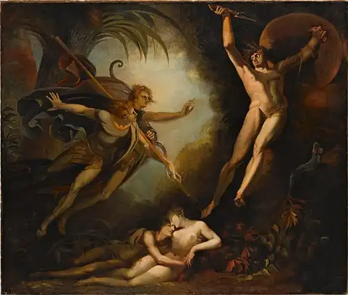 Satan s'enfuit, touché par la lance d'Ithuriel, 1779, Stuttgart, Staatsgalerie.
