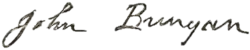 Signature de John Bunyan