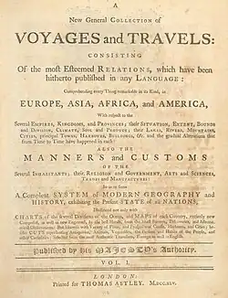 Page de titre de New Collection of Voyages and Travels, 1745