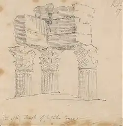 Esquisse des vestiges par John Robert Cozens, fin XVIIIe&nbsp;siècle.