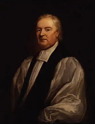 tableau. Personnage sans de perruque, grand, légèrement tourné vers la droite, soutane ou habit bistres