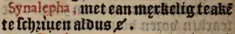 Description de la synalèphe représenté avec ‹&nbsp;ɇ&nbsp;› dans Lambrecht 1550.