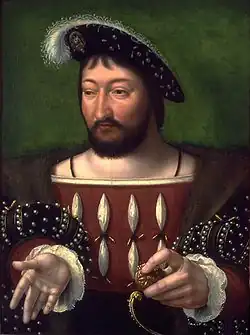 Portrait peint de François Ier réalisé par Joos van Cleve au XVIe&nbsp;siècle.