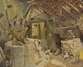 Intérieur d'un moulin à eau, 1903, huile sur toile, 33,5&nbsp;×&nbsp;41,5&nbsp;cm, musée d'art de São Paulo.
