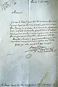 Lettre du 6 août 1821 de Joseph Marie Stanislas Becquey Beaupre, inspecteur divisionnaire des Ponts & Chaussées, remerciant Louis Becquey, directeur général des Ponts & Chaussées, de l'attribution du titre honorifique d'inspecteur divisionnaire honoraire.