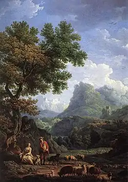 Claude Joseph Vernet, Bergers dans les Alpes, seconde moitié du XVIIIe siècle, huile sur toile.