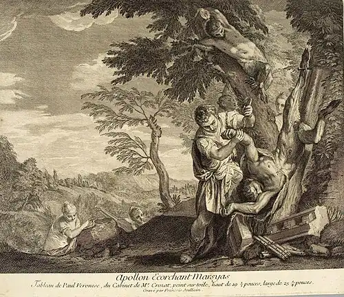 Apollon écorchant Marsyas, d'après Paul Véronèse, estampe destinée au Recueil Crozat