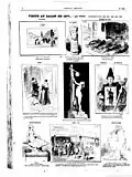 Journal Amusant - "Visite au Salon de 1877" par Stop, 16 juin 1877. Salon Comique de Stop, avec notamment des caricatures des sculptures d'Aimé Millet, de Moreau-Vauthier, de Gustave Doré et de nombreuses peintures, notamment d'Emile Levy