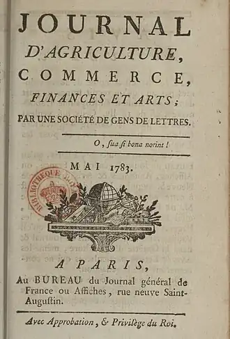 Image illustrative de l’article Journal de l'agriculture, du commerce et des finances