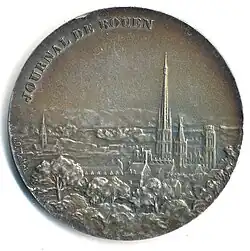 Journal de Rouen, bronze argenté, 50&nbsp;mm, avers.