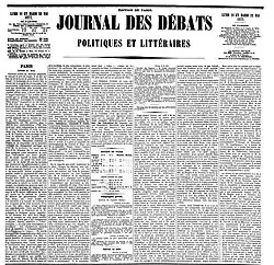 Une d'un journal imprimé.