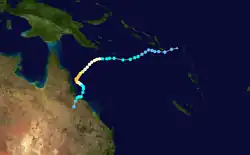 Joy passant du Pacifique vers le nord-est de l'Australie.