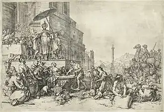 Joseph distribuant les céréales en Égypte, eau-forte, Amsterdam, Rijksmuseum.