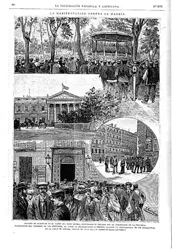 Épisodes de la manifestation ouvrière du 4 mai 1890 à Madrid .